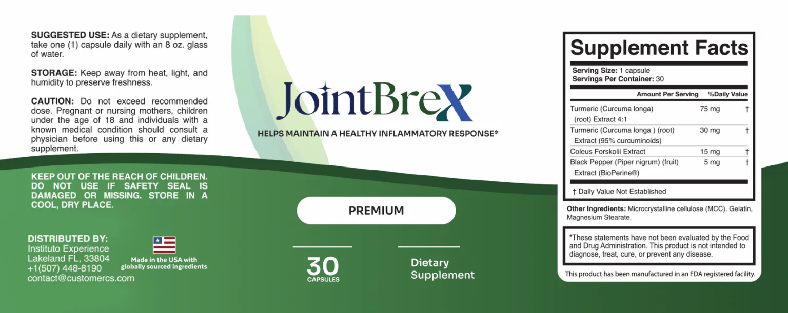 JointBrex Supplement Label
